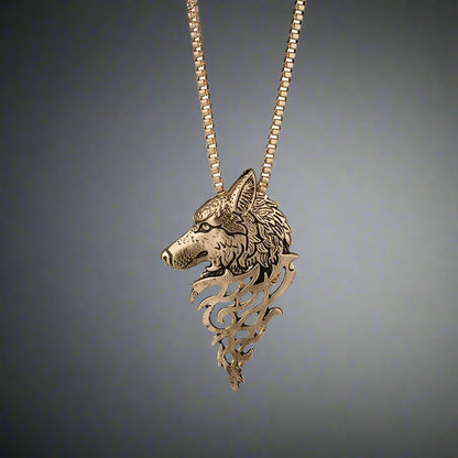 golden wolf head pendant necklace for men Pakistan