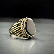 Load image into Gallery viewer, black stone italian silver ring for men in pakistan