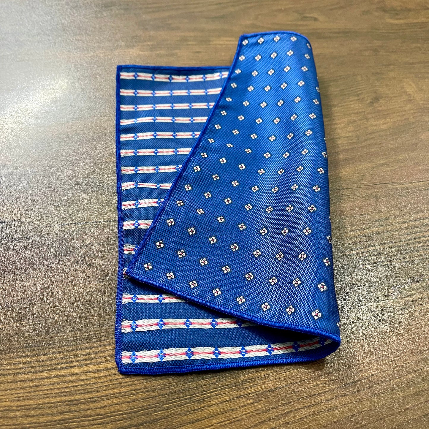 Royal Blue polka dots  floral paisley pocket square for men in pakistan