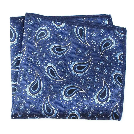 Blue floral paisley pocket square for men in pakistan