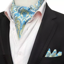 Load image into Gallery viewer, yellow and blue ascot cravat tie for men
