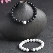 Load image into Gallery viewer, Matt Black &amp; White Agate Energy Stone Beads Distance Bracelet Set Couple Bracelet