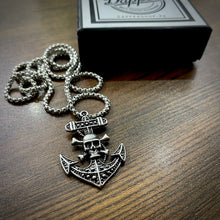 Load image into Gallery viewer, Antique Silver Skull Anchor Pendant Necklace