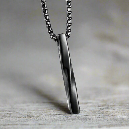 Black Vertical Bar Pendant Necklace For Men Online In Pakistan