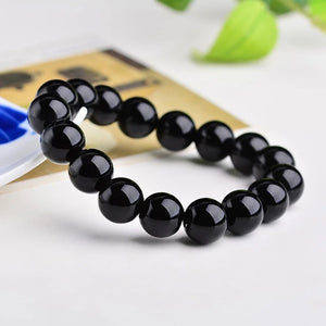 8mm Agate Black Beads Bracelet For Men Women