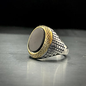 Black Stone Italian Silver Turkish Ring For men In Pakistan