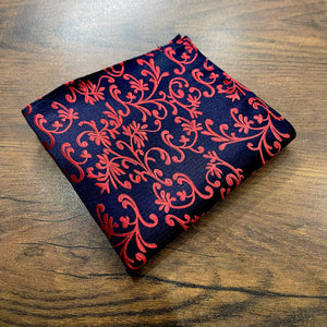 Red and Blue Paisley Floral hankie Pocket Square For Men