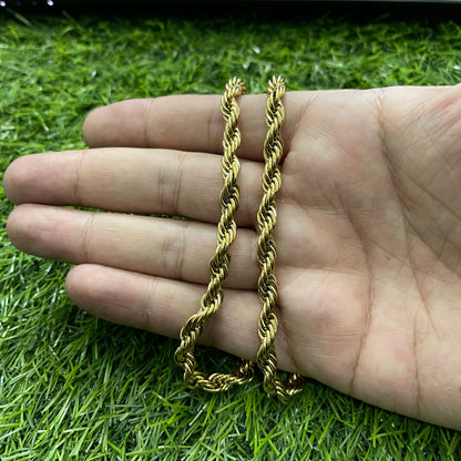 6mm golden twisted rope neck chain for men in pakistan