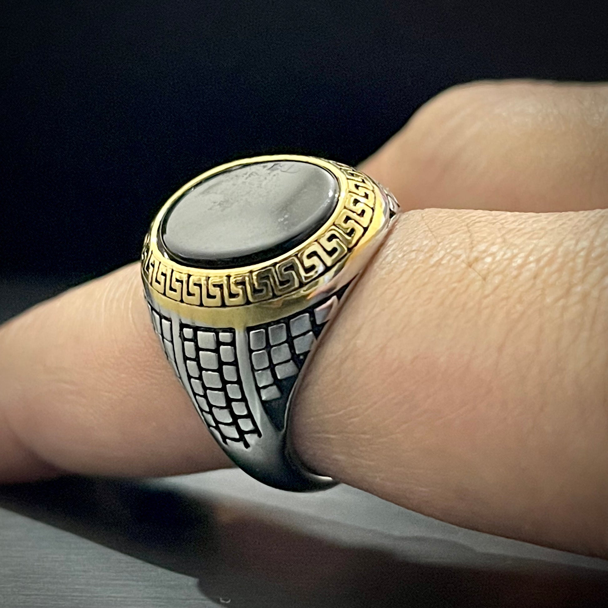 Black Stone Italian Silver Turkish Ring For men In Pakistan