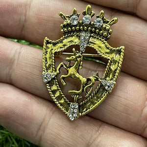 golden crown horse brooch lapel pin for men suit in pakistan