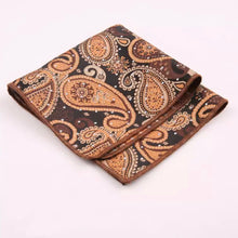Load image into Gallery viewer, Brown and golden floral paisley pocket square for men in pakistan