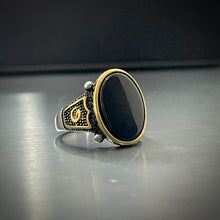 Load image into Gallery viewer, Black Oval Stone Turkish Ring For Men Online In Pakistan
