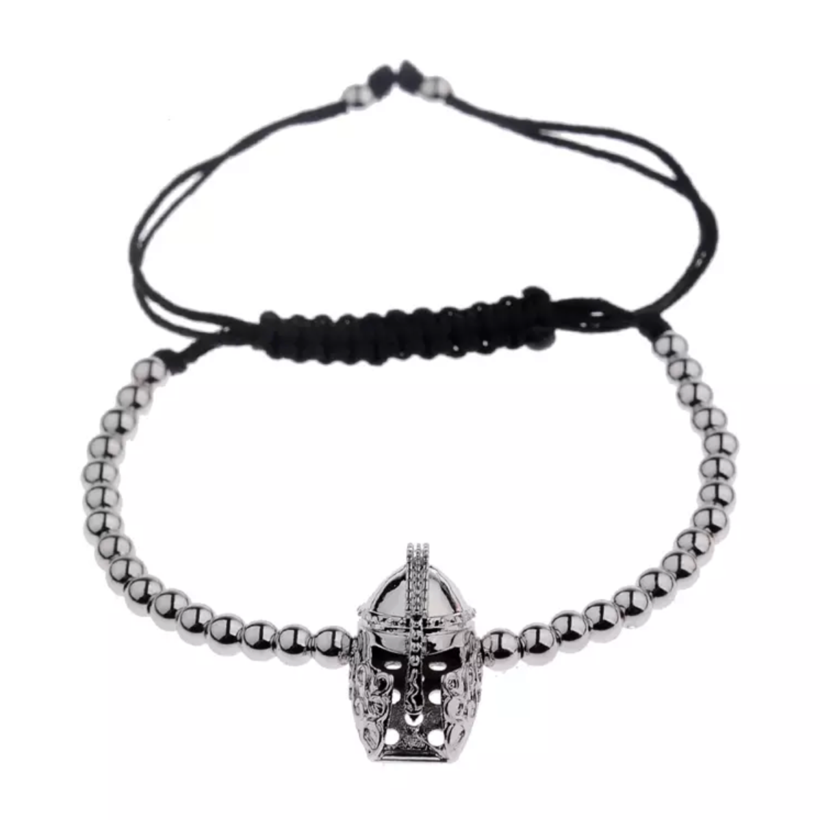 Silver Spartan Helmet Beads Bracelet