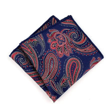 Load image into Gallery viewer, Red and Blue paisley floral pocket square for men online in pakistan