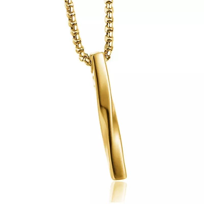 Buy Stainless Steel Golden Vertical Bar Pendant Necklace for Men ...