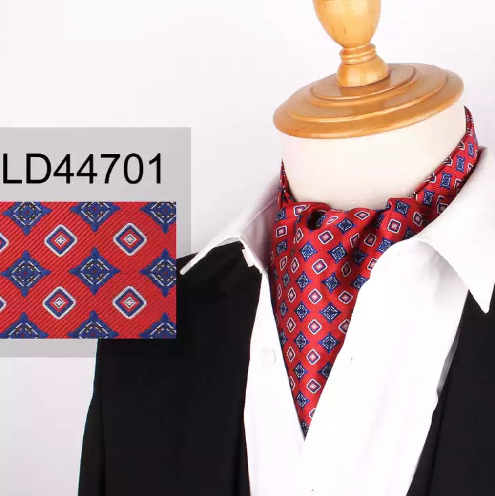 red and blue floral paisley ascot tie for men in pakistan
