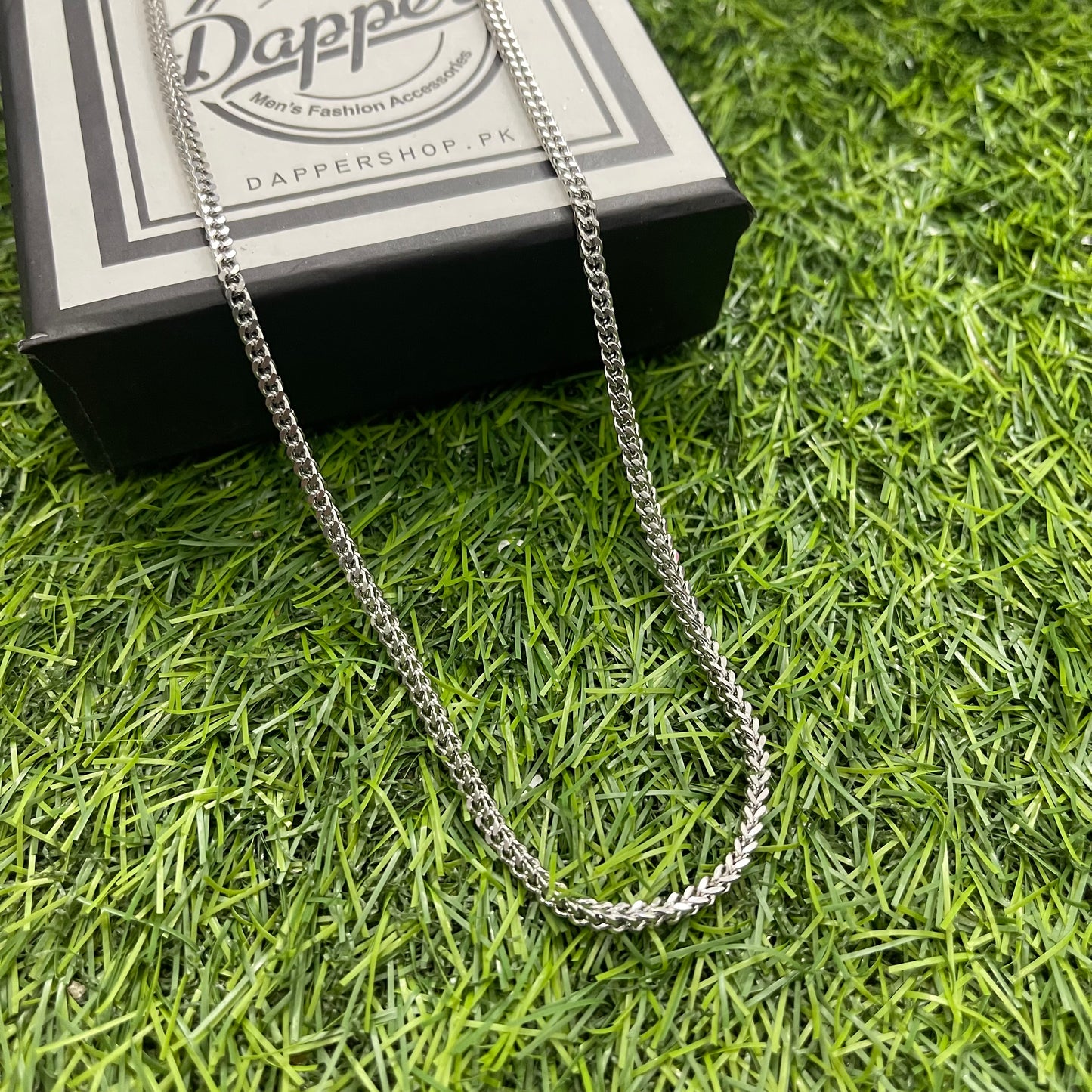 2mm Silver Square Foxtail Neck Chain For Men In Pakistan