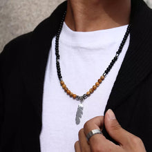 Load image into Gallery viewer, Silver feather beads pendant necklace for men online in pakistan