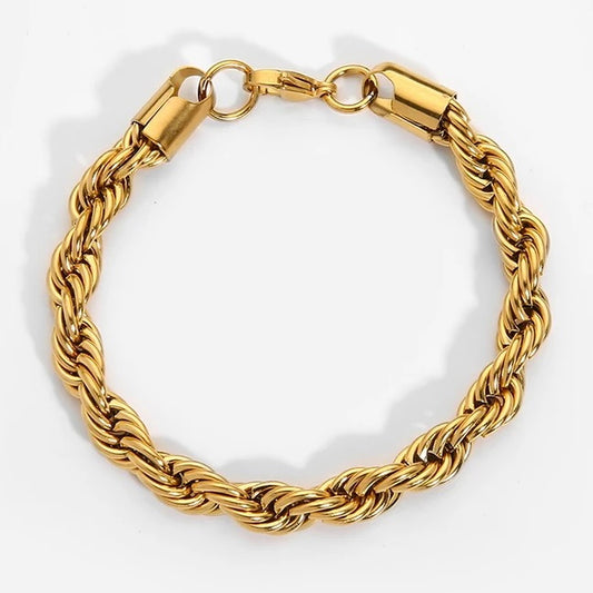 6mm Golden Rope Chain Bracelet For Men