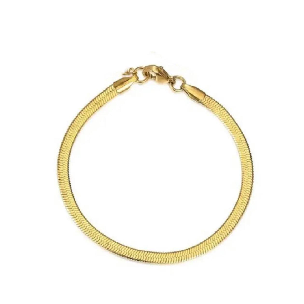 Light Weight 3mm Golden Flat Snake Bracelet For Men/Women