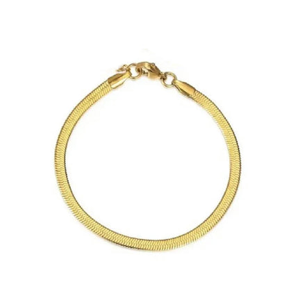 Light Weight 3mm Golden Flat Snake Bracelet For Men/Women