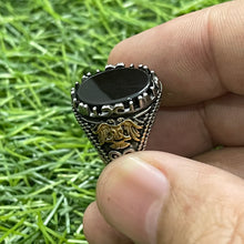Load image into Gallery viewer, black stone italian silver ring for men in Pakistan
