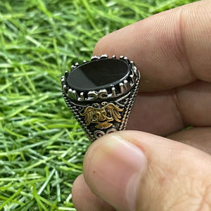 black stone italian silver ring for men in Pakistan
