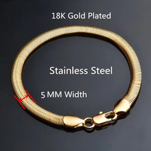 Load image into Gallery viewer, 5mm Golden Snake Chain Bracelet For Men/Women