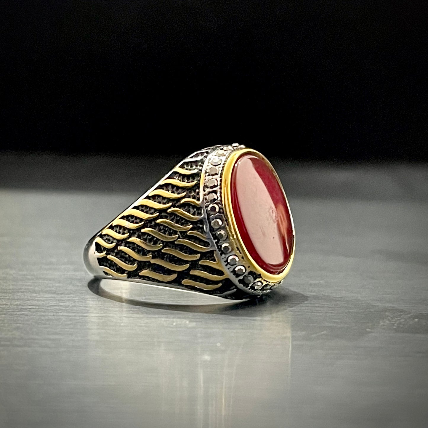 red stone italian silver ring for men in pakistan