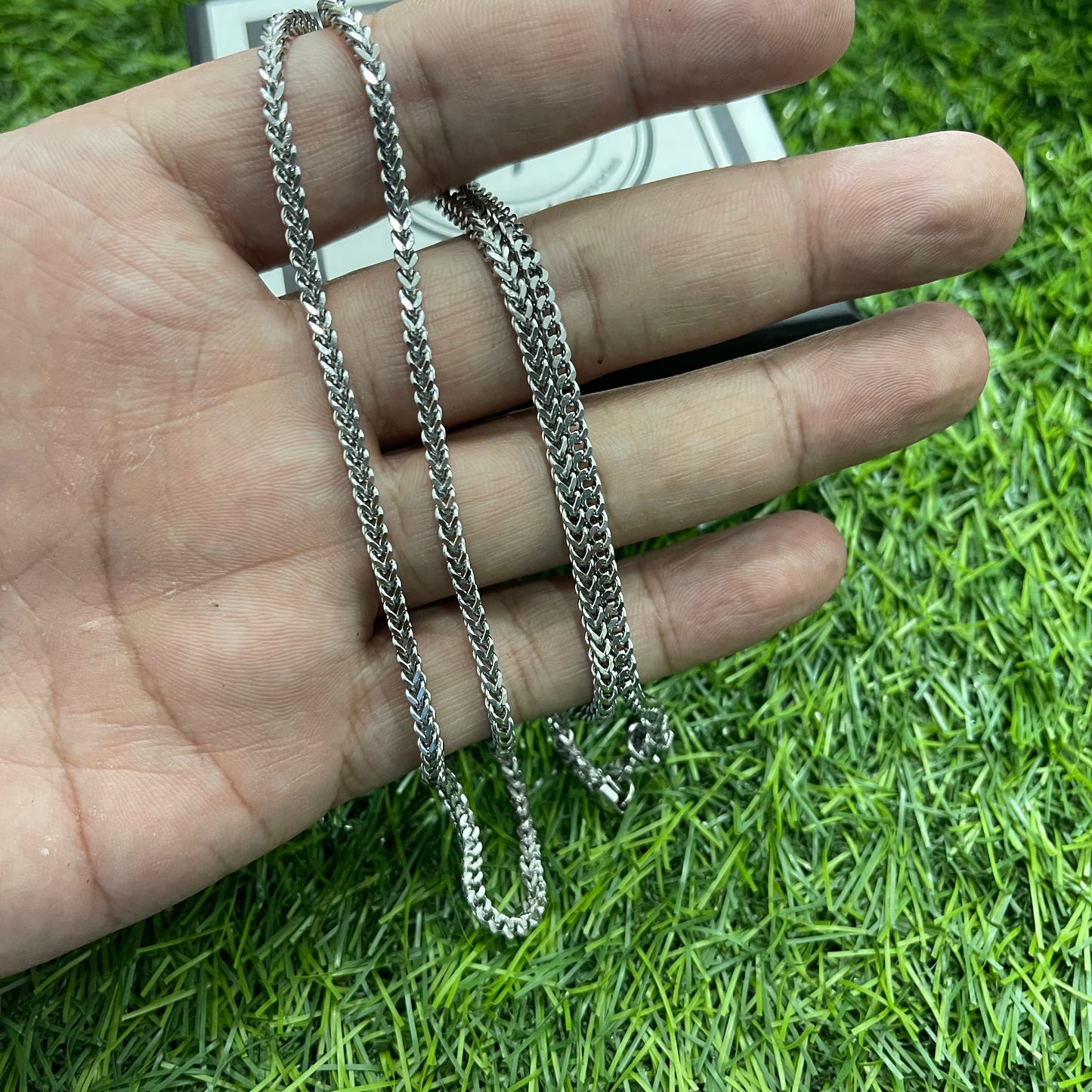 2mm Silver Square Foxtail Neck Chain For Men In Pakistan