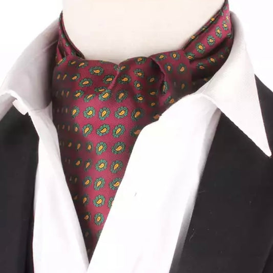 Maroon Floral paisley ascot cravat tie neck scarf for men in pakistan