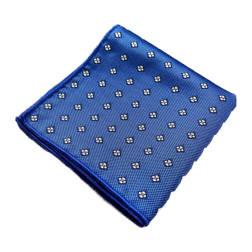 Royal Blue polka dots  floral paisley pocket square for men in pakistan