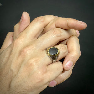 Black Stone Italian Silver Turkish Ring For men In Pakistan
