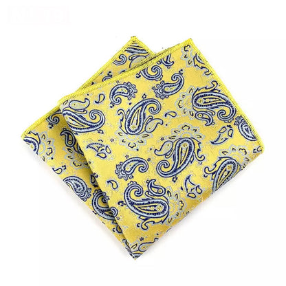 yellow and blue floral paisley pocket square for men in pakistan