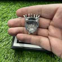 Load image into Gallery viewer, silver lion crown brooch lapel pin for men suit online in Pakistan