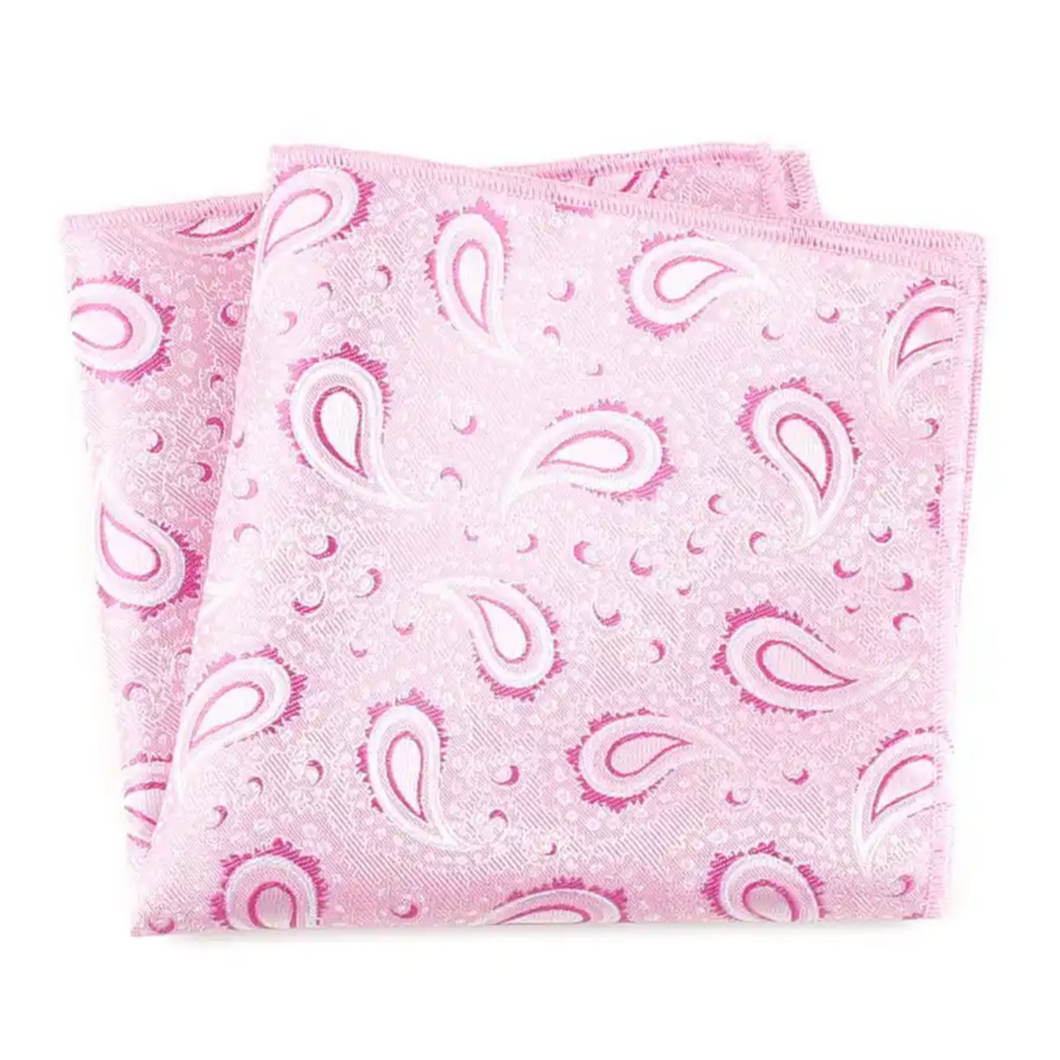 Pink floral paisley pocket square for men in pakistan