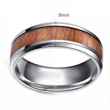 Wood Grain Titanium Ring (Silver)