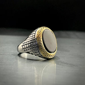 Black Stone Italian Silver Turkish Ring For men In Pakistan