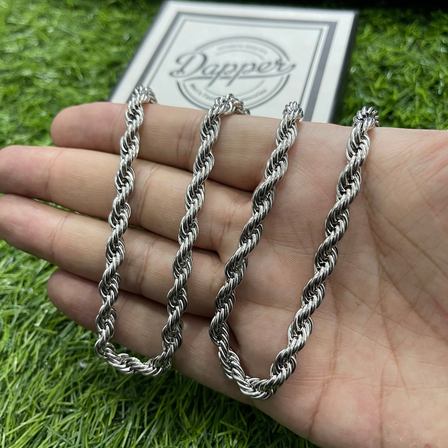 6mm silver stainless steel twisted rope neck chain for men in pakistan