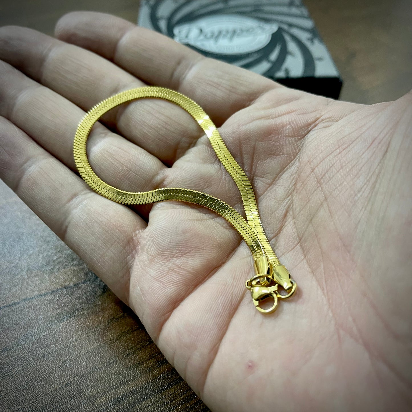 Light Weight 3mm Golden Flat Snake Bracelet For Men/Women