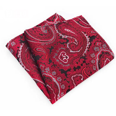 red and black floral paisley pocket square for men in pakistan