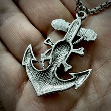 Load image into Gallery viewer, Antique Silver Skull Anchor Pendant Necklace