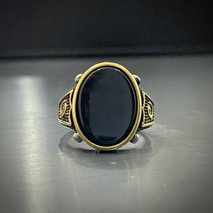 black stone italian silver ring for men