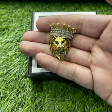 Load image into Gallery viewer, golden lion crown brooch lapel pin for men suit online in Pakistan