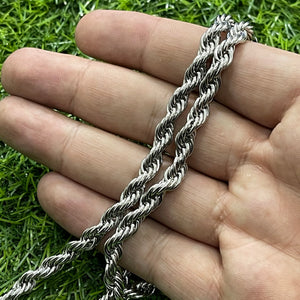 6mm silver stainless steel twisted rope neck chain for men in pakistan