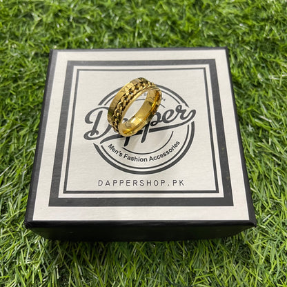 18K Gold Rotating Spinner Ring For Men