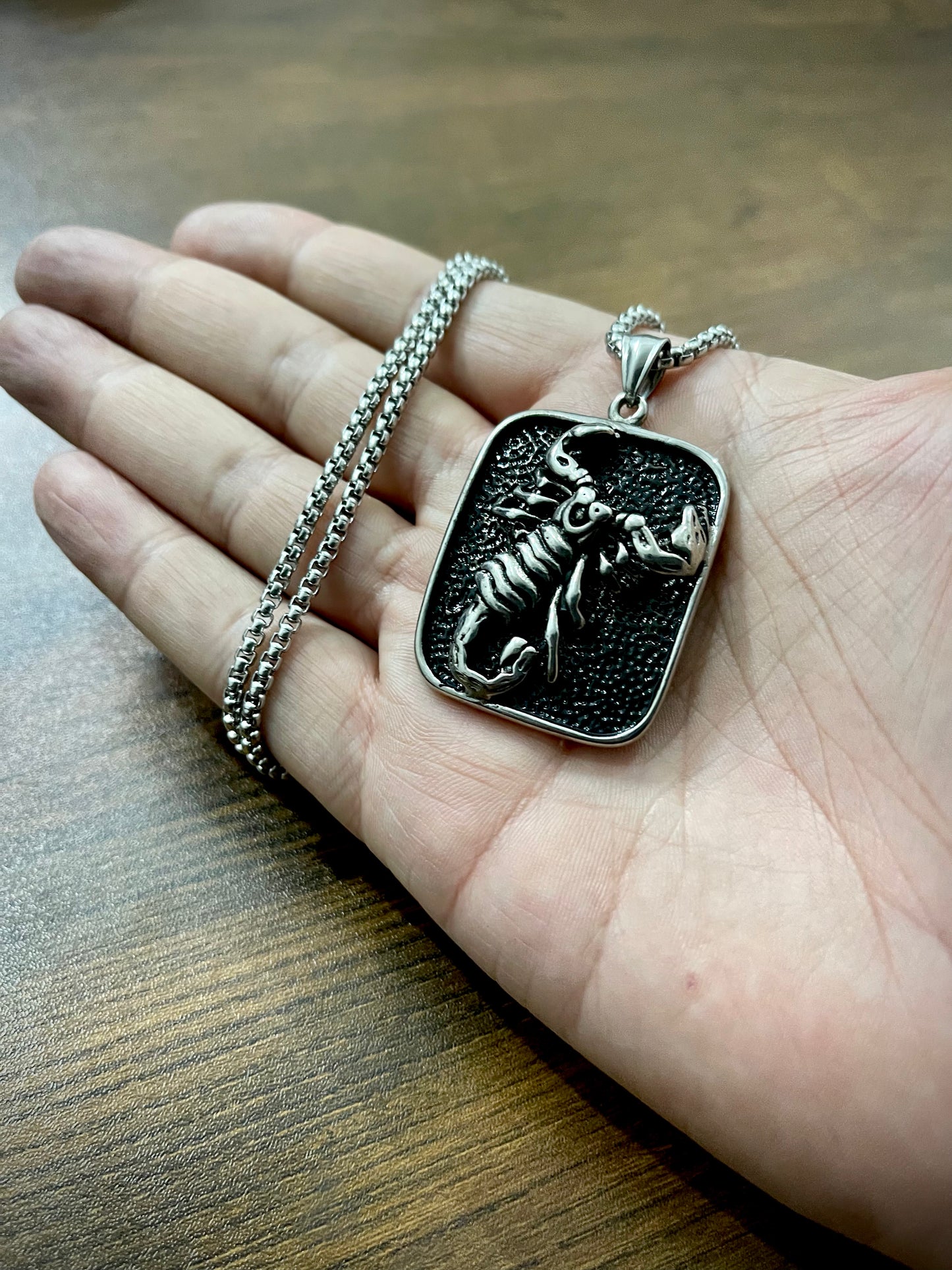 scorpio dog tag pendant necklace for men in pakistan