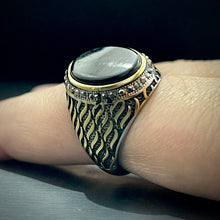 Load image into Gallery viewer, black stone italian silver ring for men in pakistan