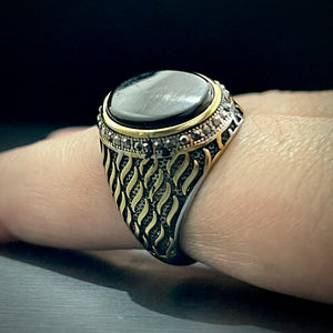 black stone italian silver ring for men in pakistan