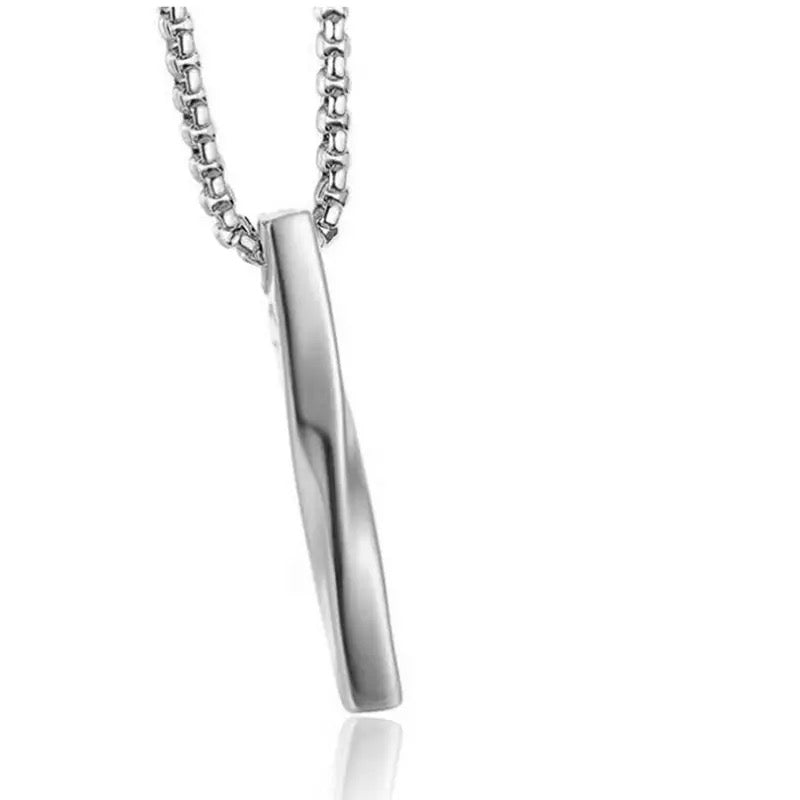 100% stainless steel silver vertical bar pendant for men online in pakistan